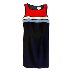 CDC, NWT, WOMENS SLEEVELESS DRESS IN COLOR BLOCK PATTERN. SIZE 12